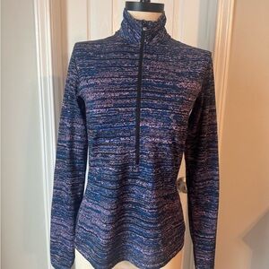 Blue and Purple Striped Quarter-Zip Pullover